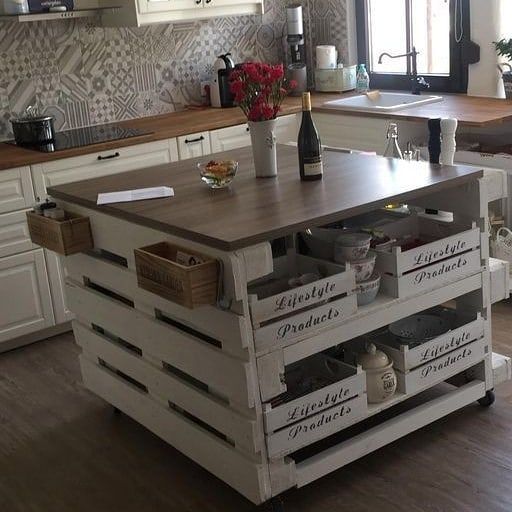 islas de cocina hechas con palets