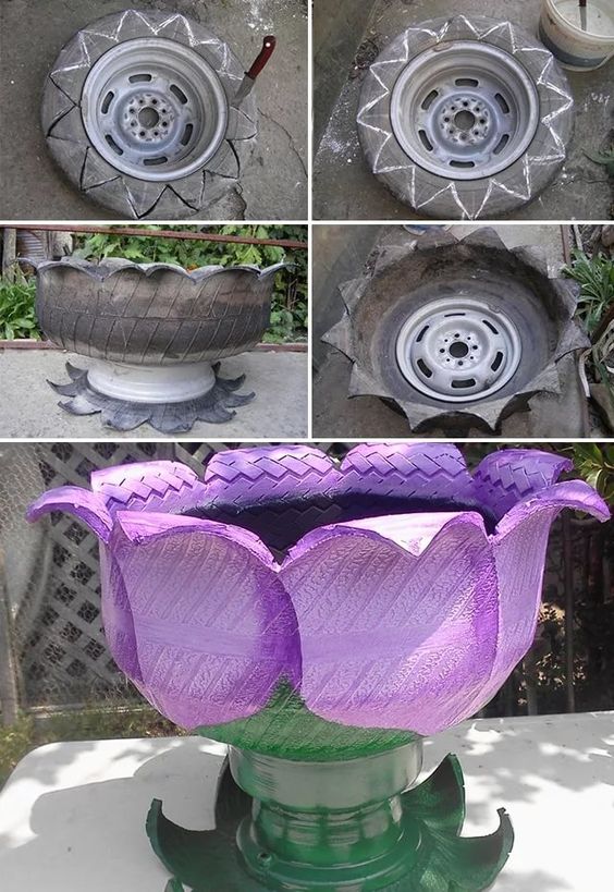 jardineras de flores hechas de neumaticos 5