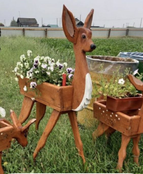 jardineras de madera con forma de animales