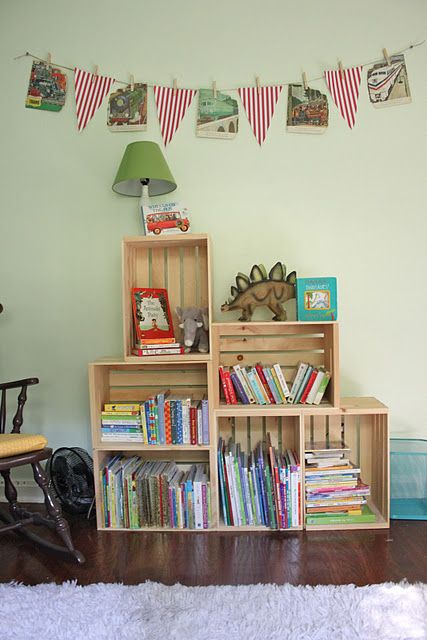 librerias hechas con cajas de madera 1