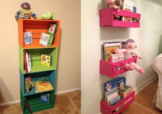 librerias hechas con cajas de madera 5