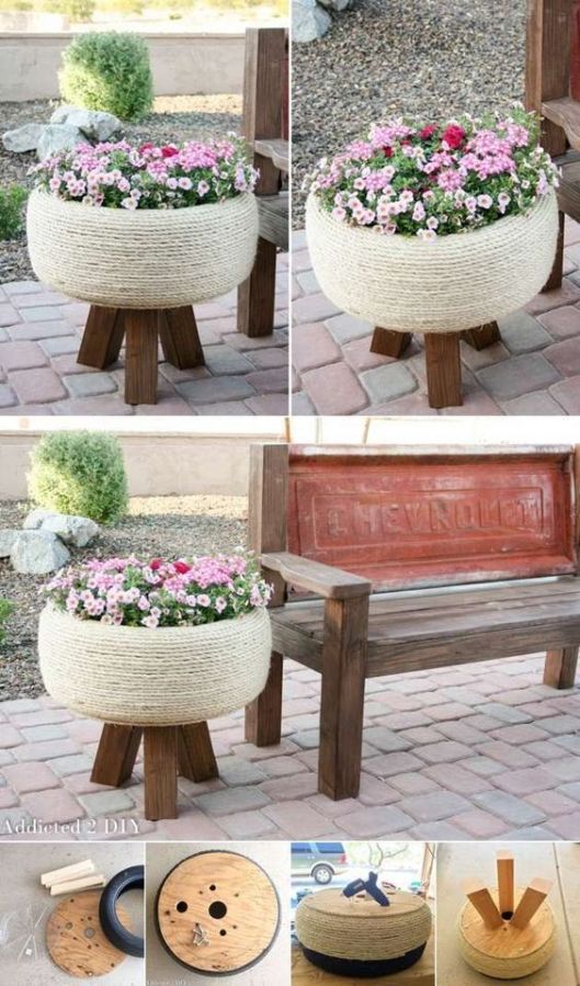 muebles de jardin hechos con llantas 3