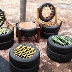 muebles de jardin hechos con llantas 5