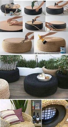 muebles de jardin hechos con llantas 9