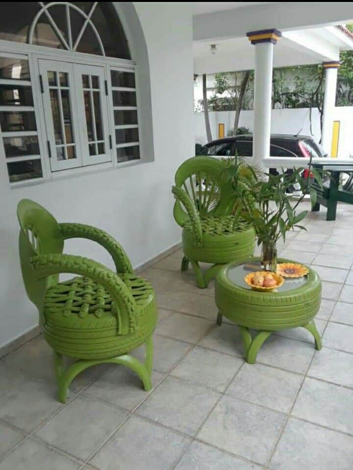 muebles de jardin hechos con llantas