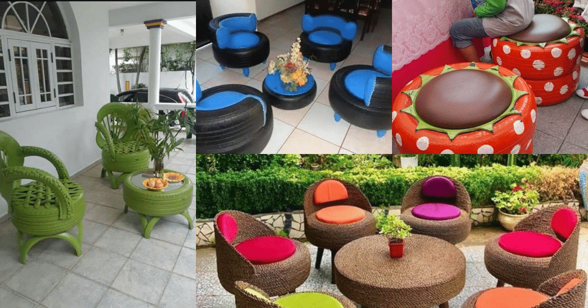 muebles de jardin hechos con llantas