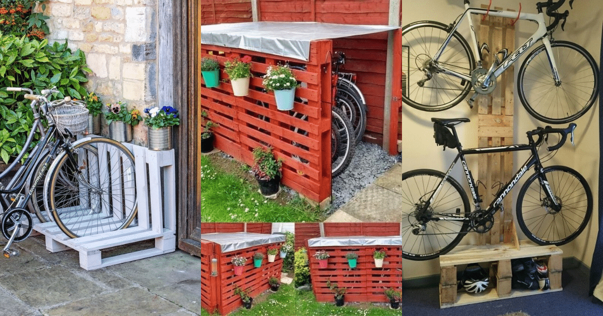 organiza tus bicicletas con palets de madera
