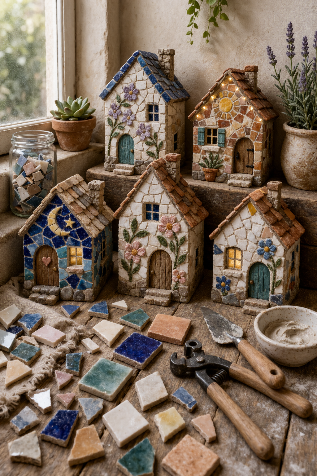 Pequeñas casitas hechas con pedacería de mosaicos: ideas encantadoras Pequeñas casitas hechas con pedacería de mosaicos: ideas encantadoras pequenas casitas hechas con pedaceria de mosaicos 4